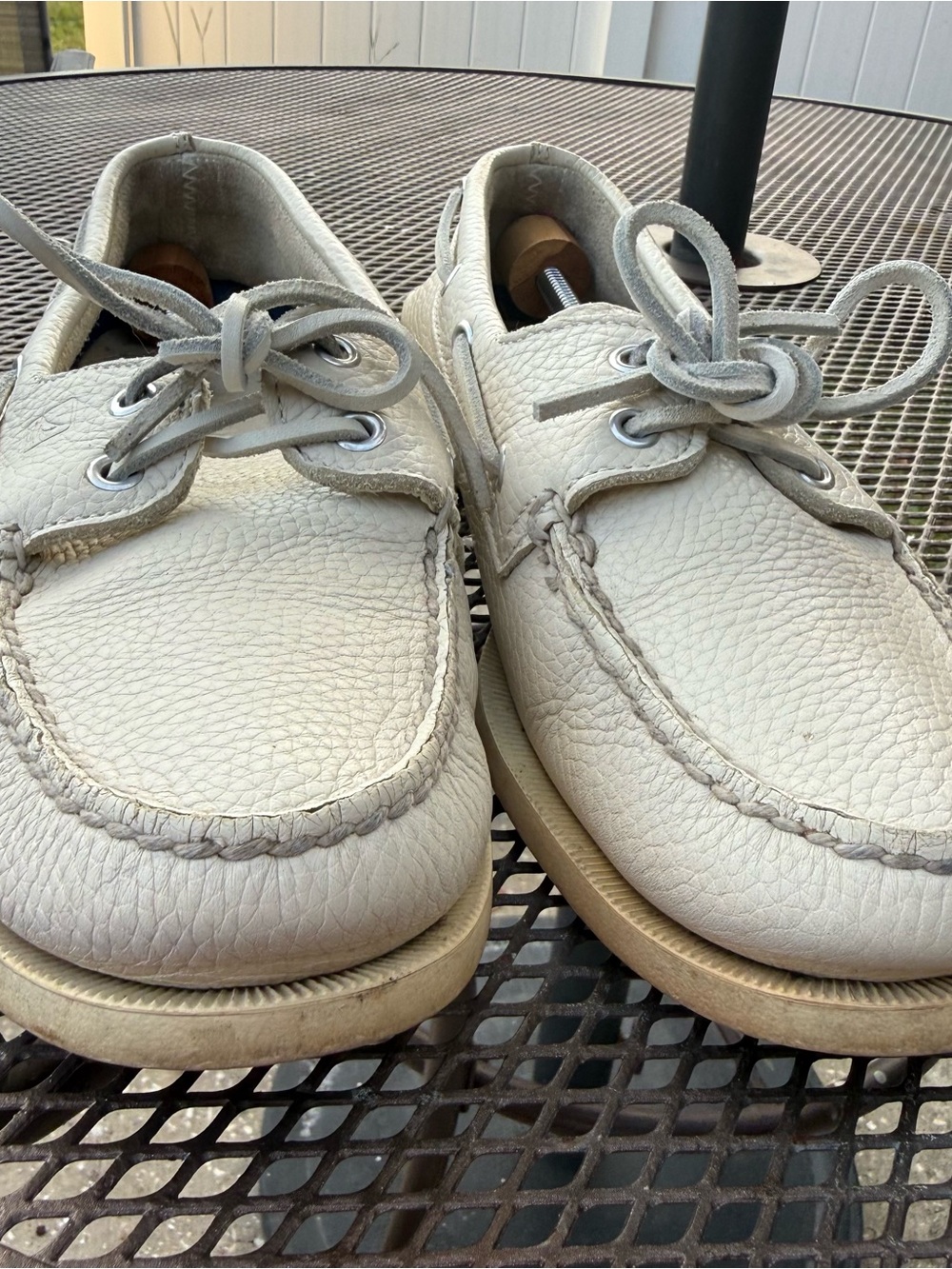 Sperry Top-Sider Authentic Original Boat Shoes Cream Leather Mens Size 10.5 EUC - Picture 7 of 8